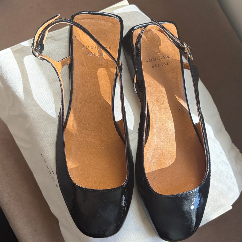 Sezane Livie Babies Patent Black - Size 7 (38) - Picture 2 of 5